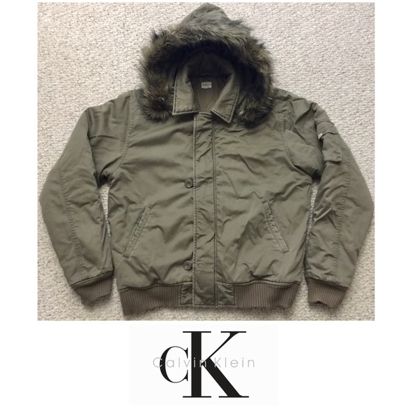 calvin klein jeans quilted military parka jacket